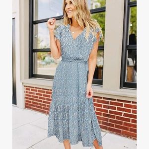 Angashion Women’s Dresses // Wrap, Bobo, Leopard Print, Midi Dress with Belt